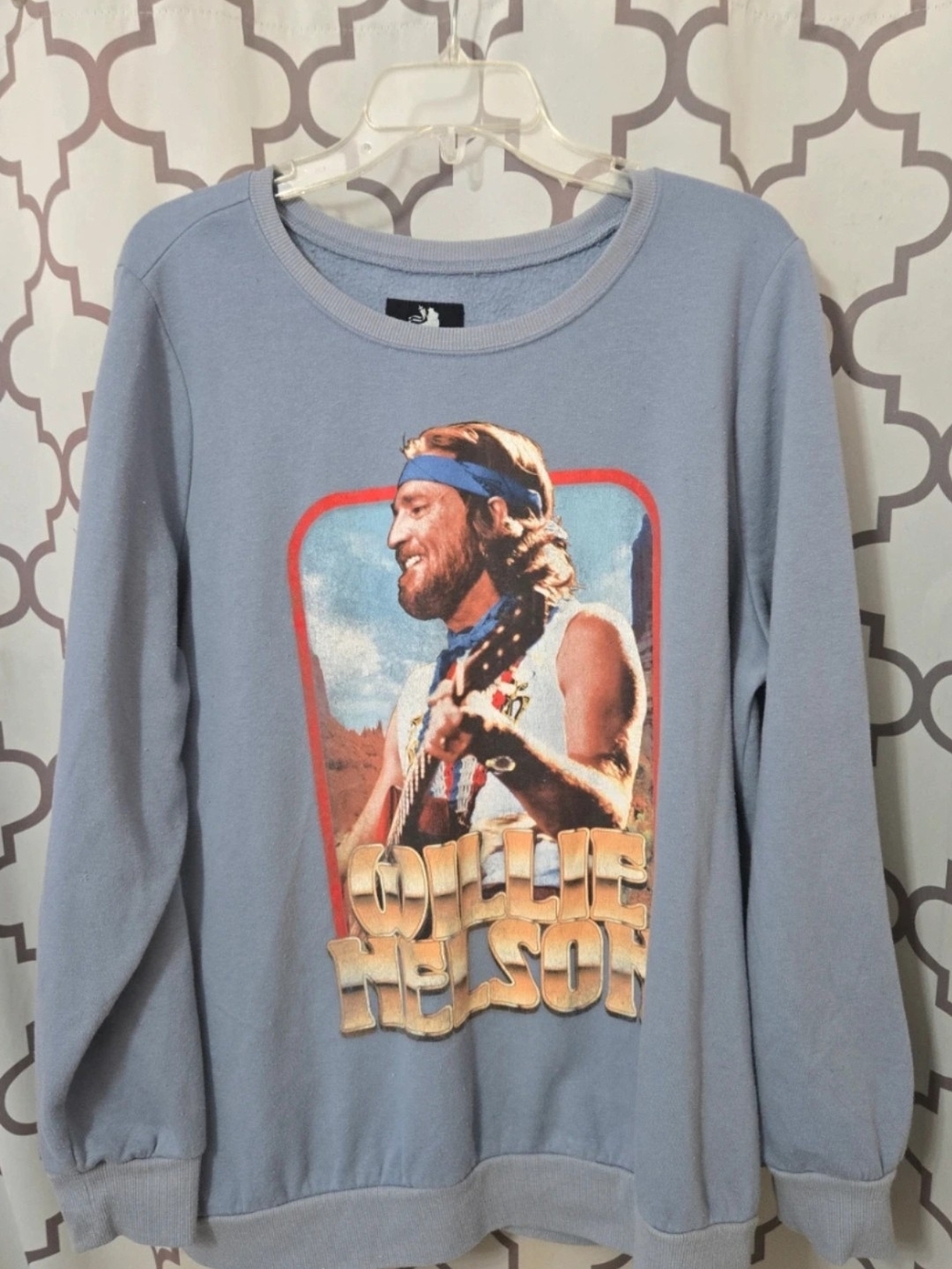 Zion Rootswear Light Blue Willie Nelson Graphic Crewneck Sweatshirt